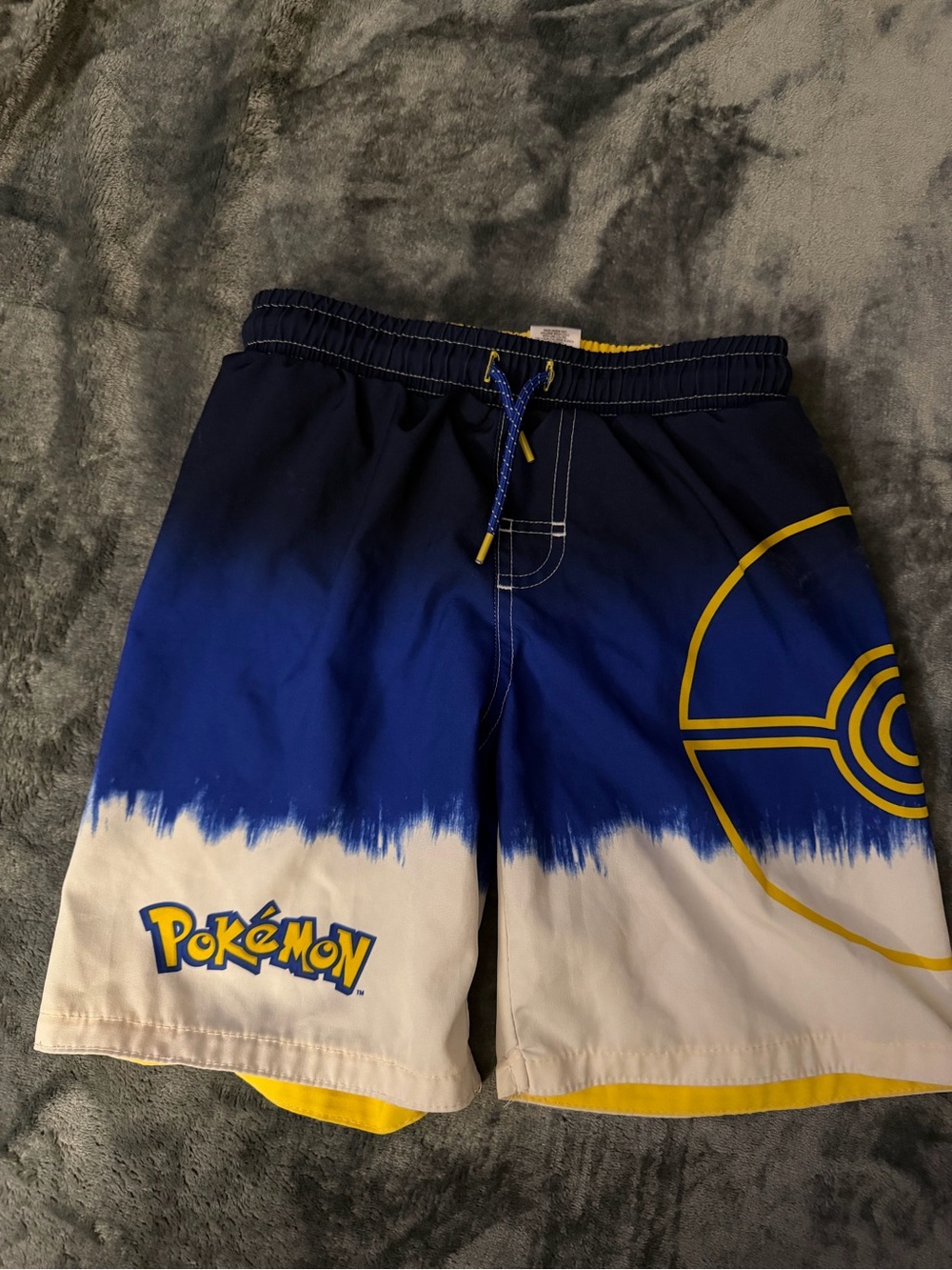Boys Pokémon Blue & Yellow Swim Shorts Lined Trunks Size 6/7